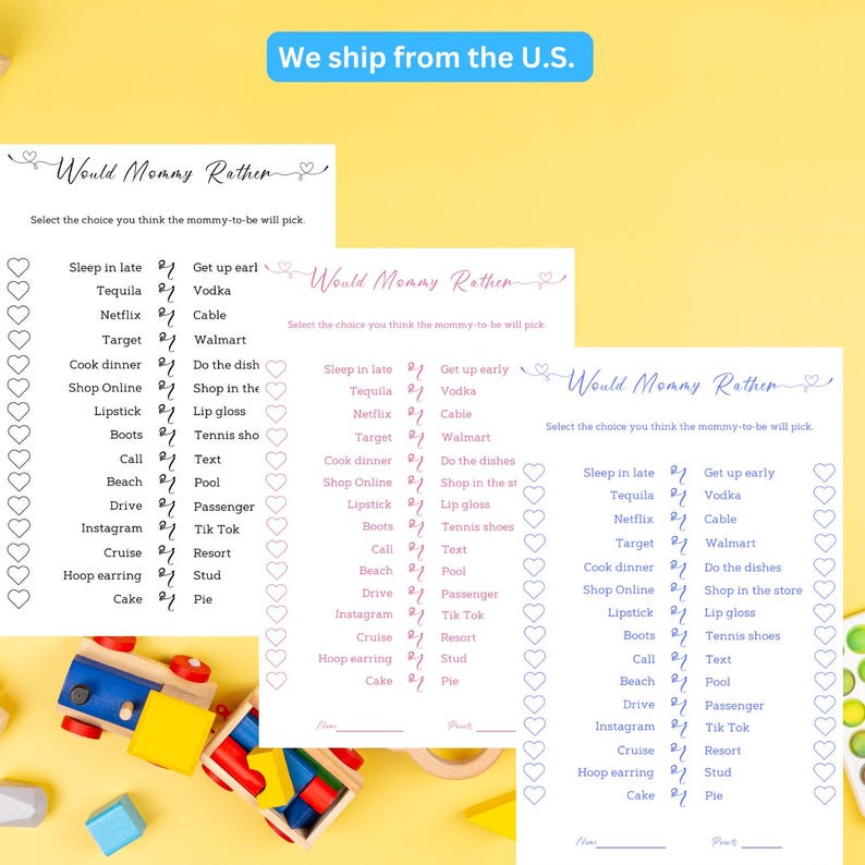 Custom Baby Shower, Printed Baby Shower Game, Baby Shower Games, Would Mommy Rather Would She Rather Minimalist Baby Shower Game Modern